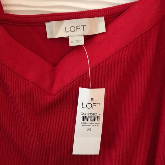 NWT LOFT red ribbed tank top with adjustable, tying straps. - Picture 2 of 4